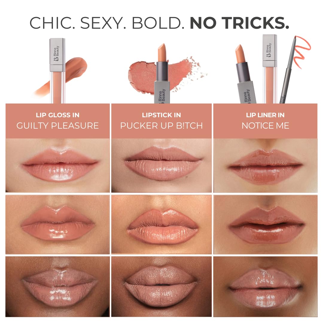Rinna Beauty Icon Lip Kit - No Apologies - All-in-one Lip Kit - Includes Lipstick, Lip Gloss, and Lip Liner - NUDE CORAL look - Vegan, LONG-LASTING: Beauty & Personal Care Rinna Beauty