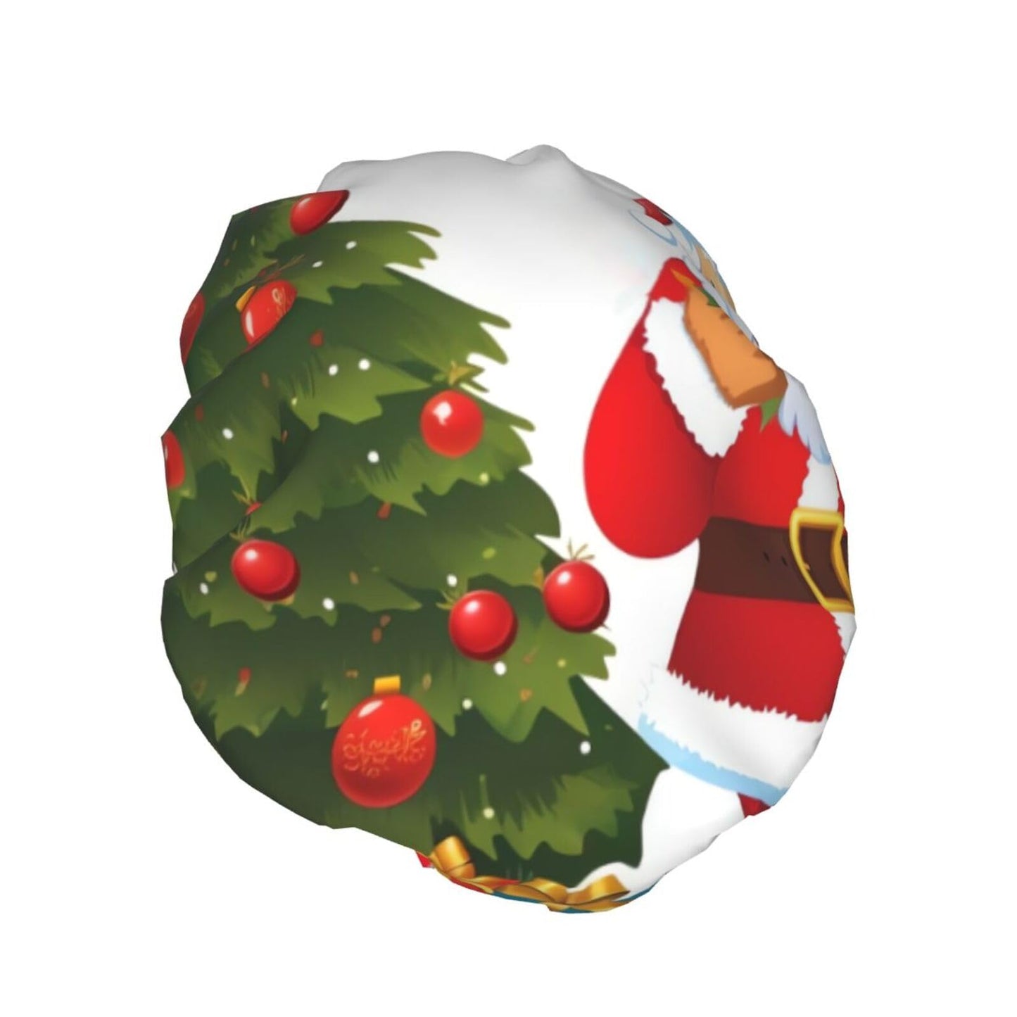 Santa Claus Christmas Tree Xmas Shower Cap for Women Men Large Reusable Shower Bonnet Double-Layer Waterproof Bath Caps Elastic Band Hair Hat for All Beauty and Personal Care BWLHJKE