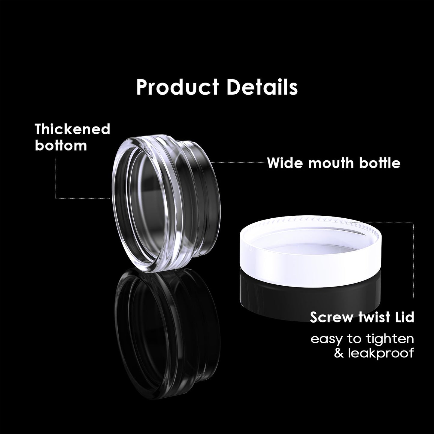 50 Pack 3 Gram Sample Containers with White Lids, Small Plastic Cosmetic Jars, Makeup Travel Container Jar for Cream, Bead, Eye Shadow, Lotions Beauty and Personal Care Eternal Moment