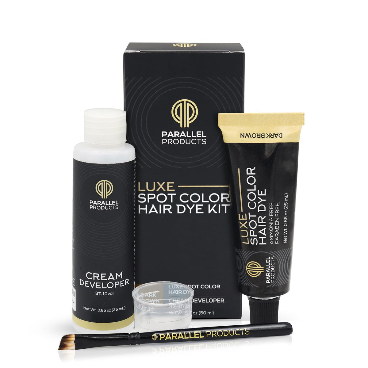 Parallel Products - Luxe Color (Dark Brown) - Cream Hair Dye - 25mL - Tint for Professional Spot Coloring - With Cream Developer, Mixing Dish Beauty & Personal Care PARALLEL PRODUCTS