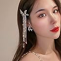 Wekicici Butterfly Rhinestone Tassel Clips Rhinestone Hair Clips Butterfly Tassel Hair Accessories for Women and Girls, silver Beauty & Personal Care wekicici