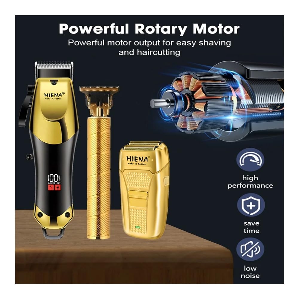 EWKYLSEM Razors HIENA Professional Electric Hair Clipper and Razor 3piece Set, USB Rechargeable Hair Clipper, Cordless use Trimmer, Men's Razor Beauty and Personal Care EWKYLSEM