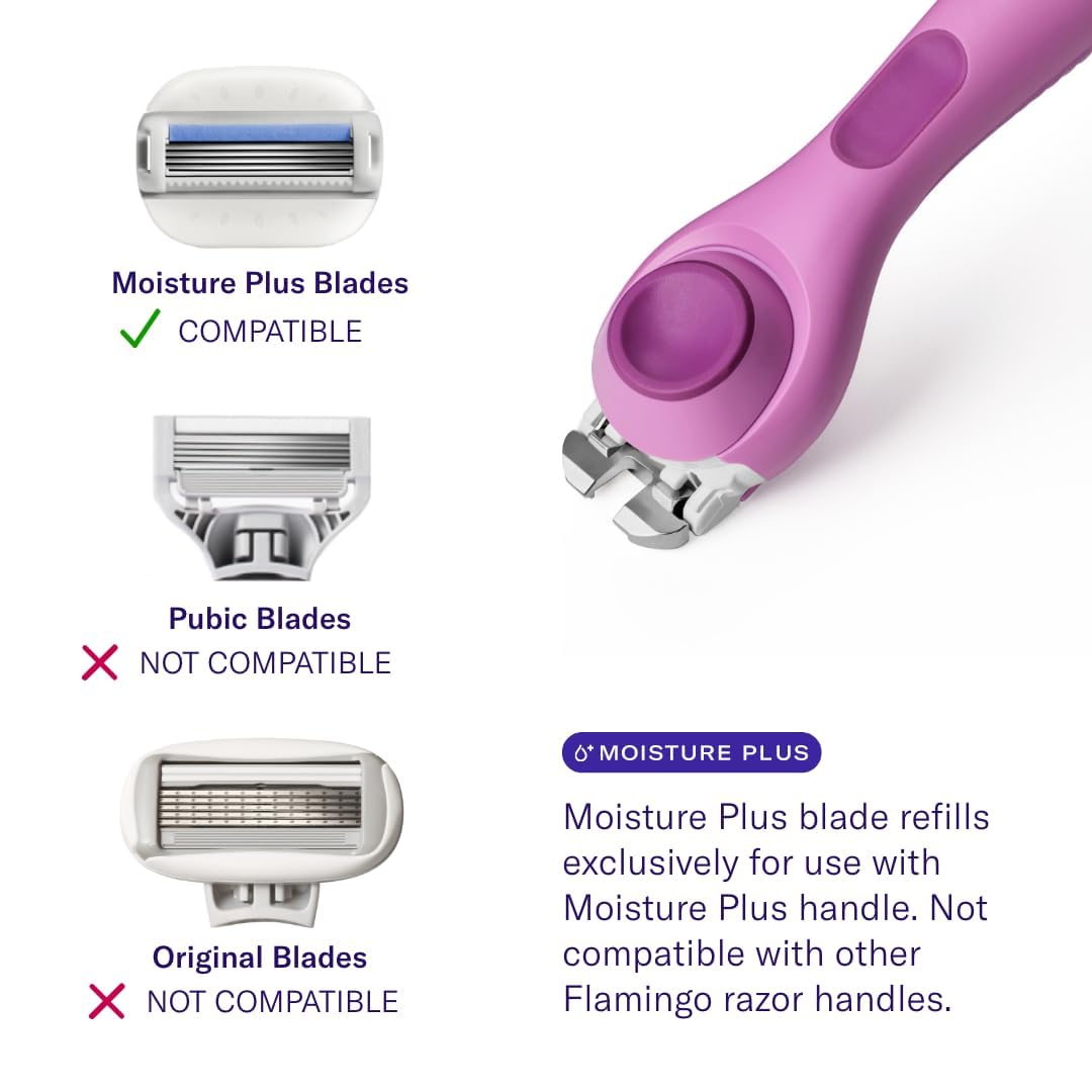 Flamingo Moisture Plus Razor Blades for Women - No Shave Gel Needed - 6 Count - Moisture Plus Razor Blade Refills Beauty and Personal Care Flamingo