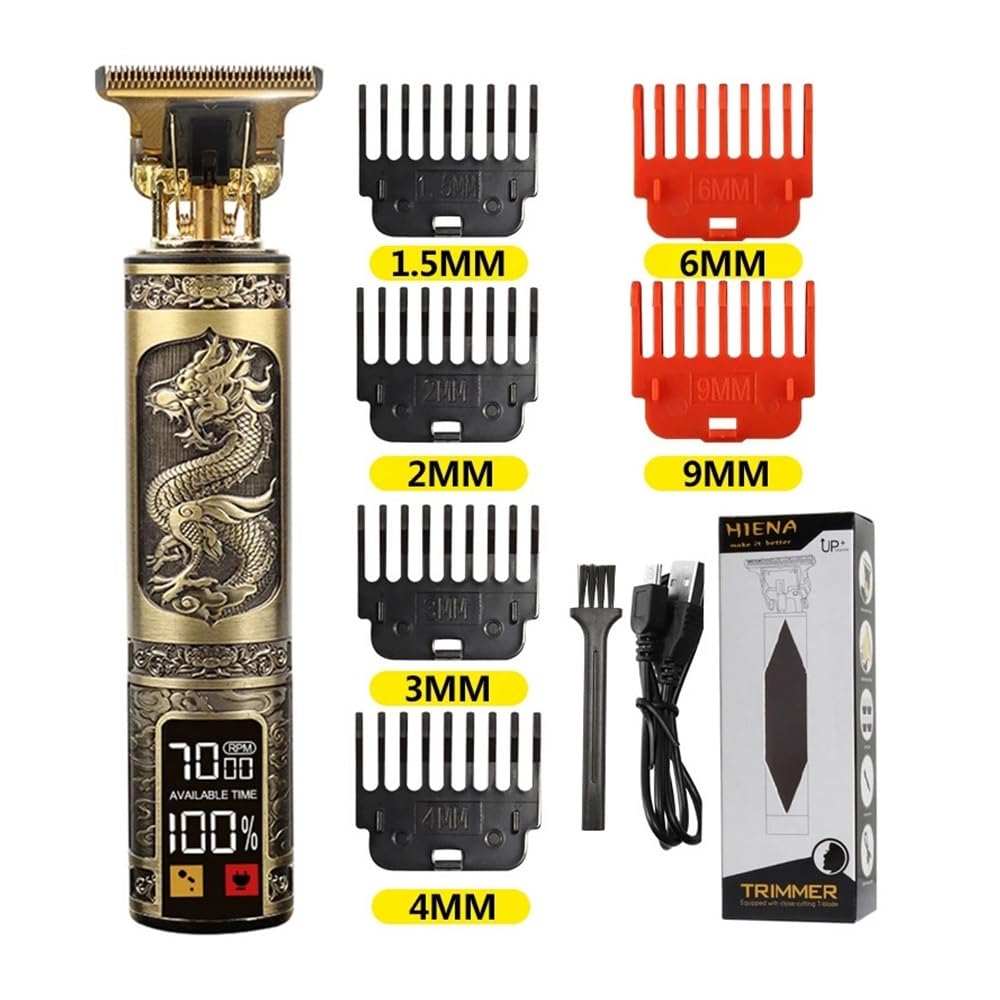 EWKYLSEM Razors USB Electric LCD Hair Clipper Trimmer All in One Gold Light Head Rechargeable Hair Clipper Oil Head Hair Carving Mark Razor Beauty and Personal Care EWKYLSEM