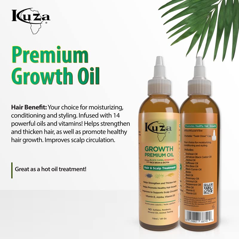 Premium Growth Oil W/Black Cumin & Rosemary 4 Oz. (Pack Of 2) Beauty & Personal Care Kuza