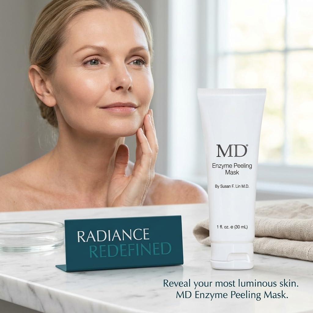 MD Enzyme Peeling Mask for Sensitive Skin - Gentle Exfoliating Gel with Papaya & Pineapple Enzymes - Professional Brightening Peel-Off Mask for Clear Beauty & Personal Care MD