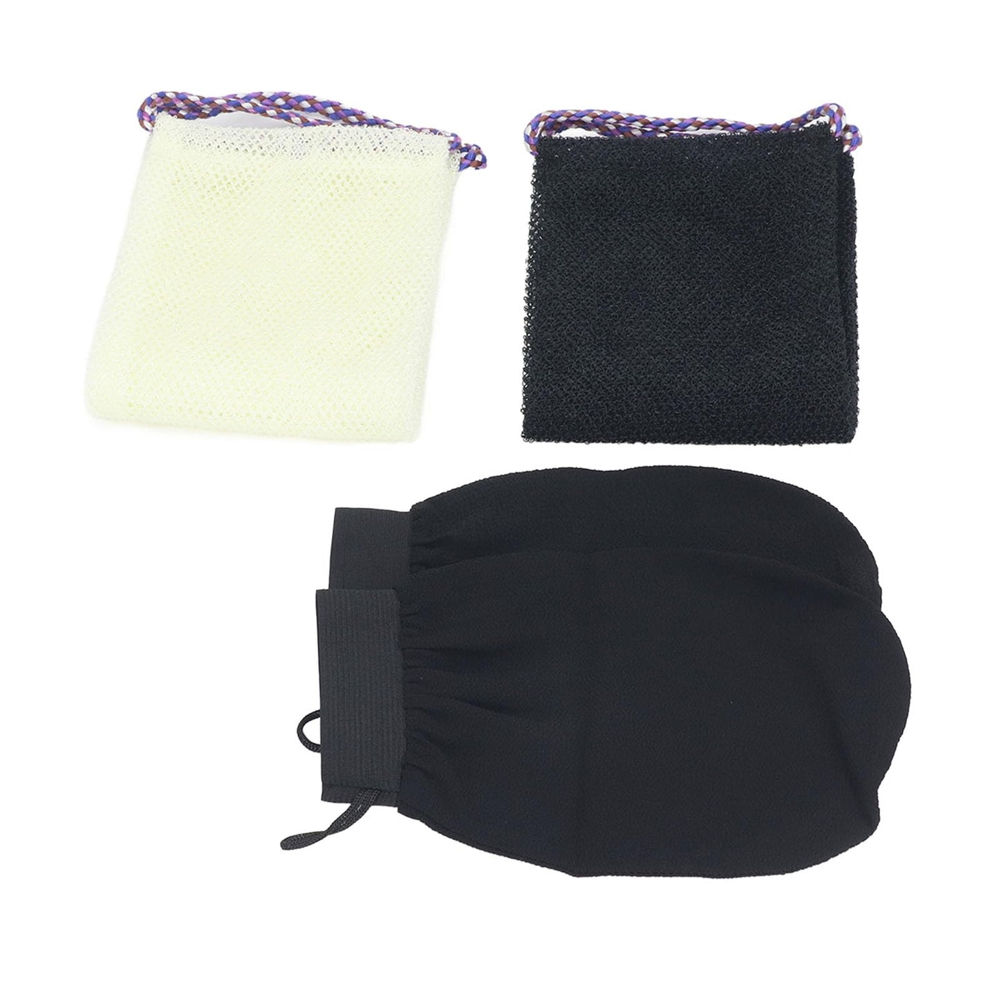 Keenso Long Bath Exfoliating Scrubber for Skin Smoother, Set for Shower, Nylon Material (Black Beige) Beauty and Personal Care Keenso