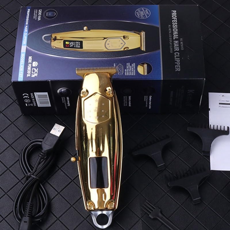 QDKVTNDJZ Hair Clippers for Men, Barber Electric 6500Rpm Lithium Ion Trimmer LCD Display Professional Beard for Full Metal Housing Beauty and Personal Care QDKVTNDJZ