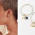 DoubleNine Star Large Hoop Earring Anti War Dangle Lightweight Peace Sign Gold Delicate Accessories for Women Girls Beauty & Personal Care Doubnine