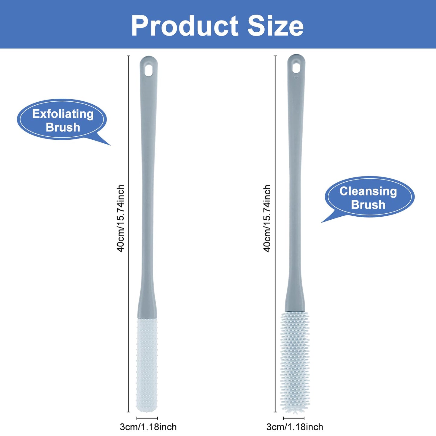 2 Pack Toe Cleaning Brush 15.7" Long Handle Soft Rubber Toe Scrubber Brush Portable Foot Brushes Feet Cleaner Scrub in Shower Foot Lotion Applicator Beauty and Personal Care KarHoeGern