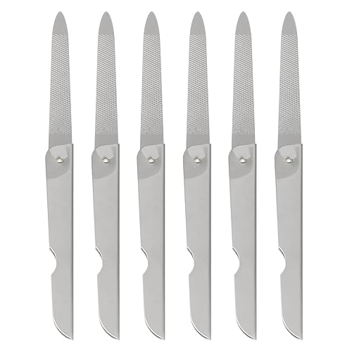 Lurrose 6pcs Foldable Nail File: Double-Sided Stainless Steel Folding Nail File - Portable Manicure Tools Beauty & Personal Care Lurrose