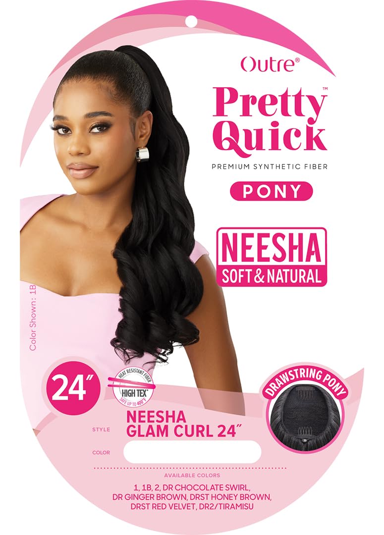Outre Pretty Quick - Drawstring Pony - Neesha Glam Curl 24" (DR CHOCOLATE SWIRL)