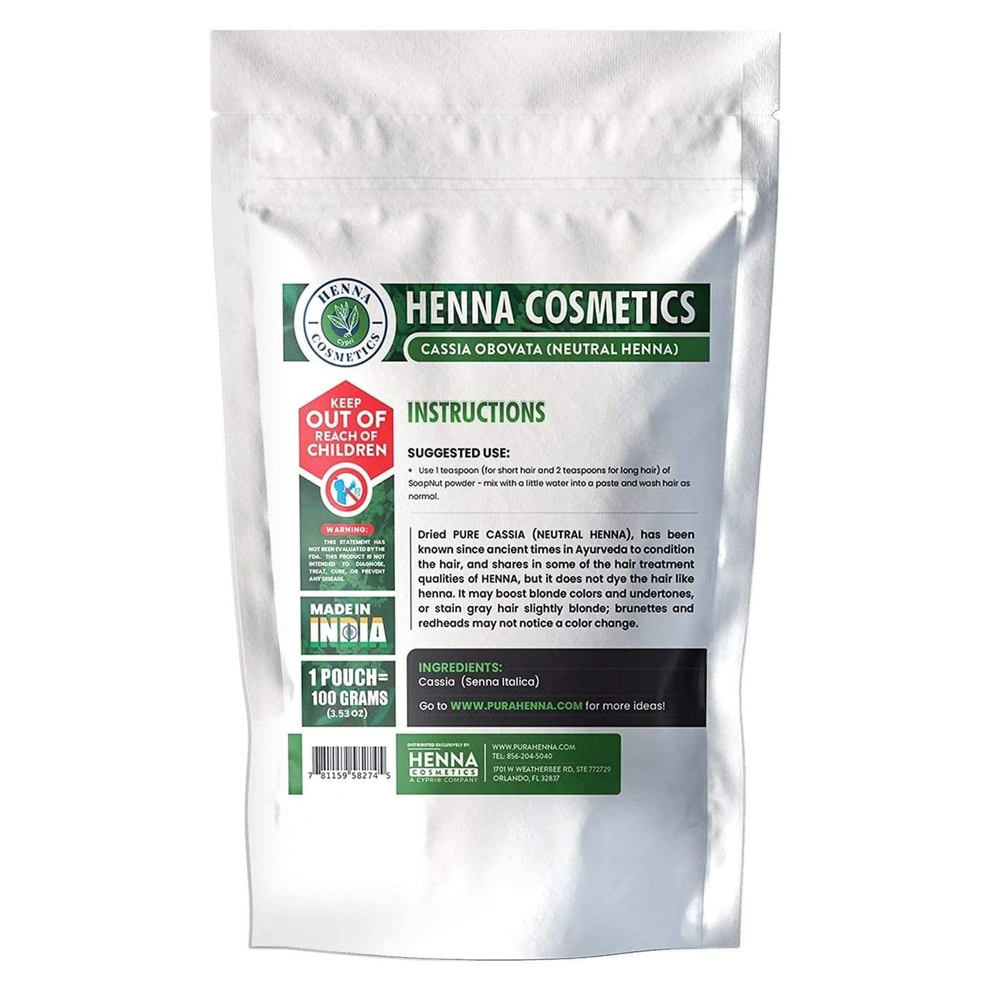 HENNA COSMETICS CYPRI Henna Hair Color, Neutral Henna Powder for Hair Growth 100 Grams, Cassia Obovata Powder, Organic, Dye Free Beauty & Personal Care HENNA COSMETICS CYPRI
