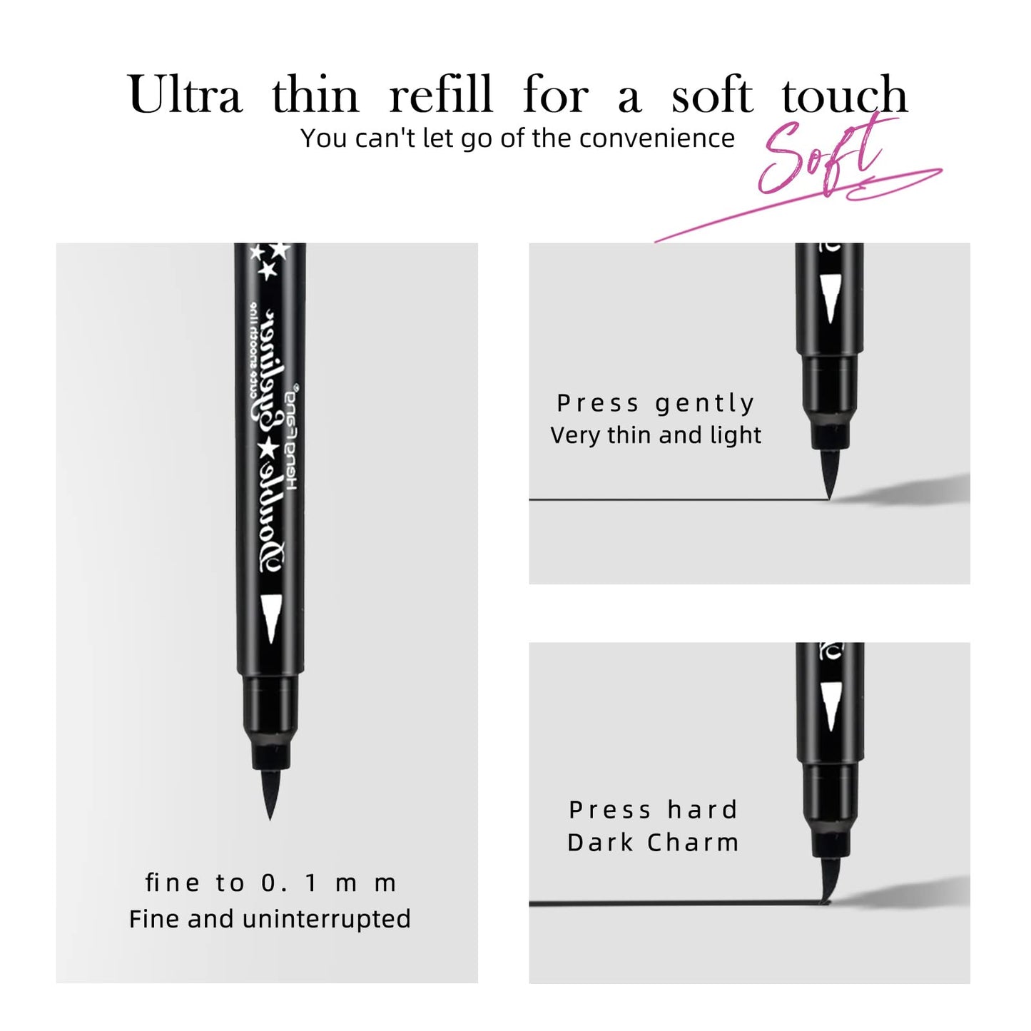 LAMUSELAND Eyeliner Stamp Wingliner, Waterproof Smudge-proof Liquid Eye Liner Gel Pen Set, Long Lasting Heart Black Thin Double Ended Pencil Makeup Beauty & Personal Care LAMUSELAND