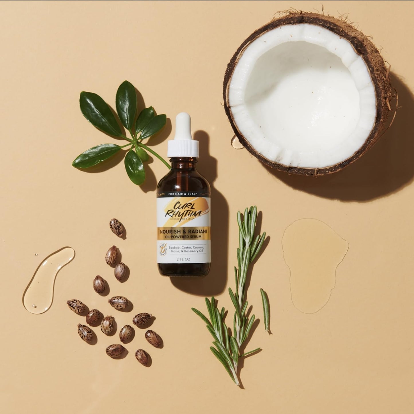 Curl Rhythm Nourish and Radiant Oil-Powered Serum - Nourishing Hair Oil - Non-Greasy Scalp Care - Hair Serum with Biotin for All Hair Types - 2 oz Beauty & Personal Care Curl Rhythm