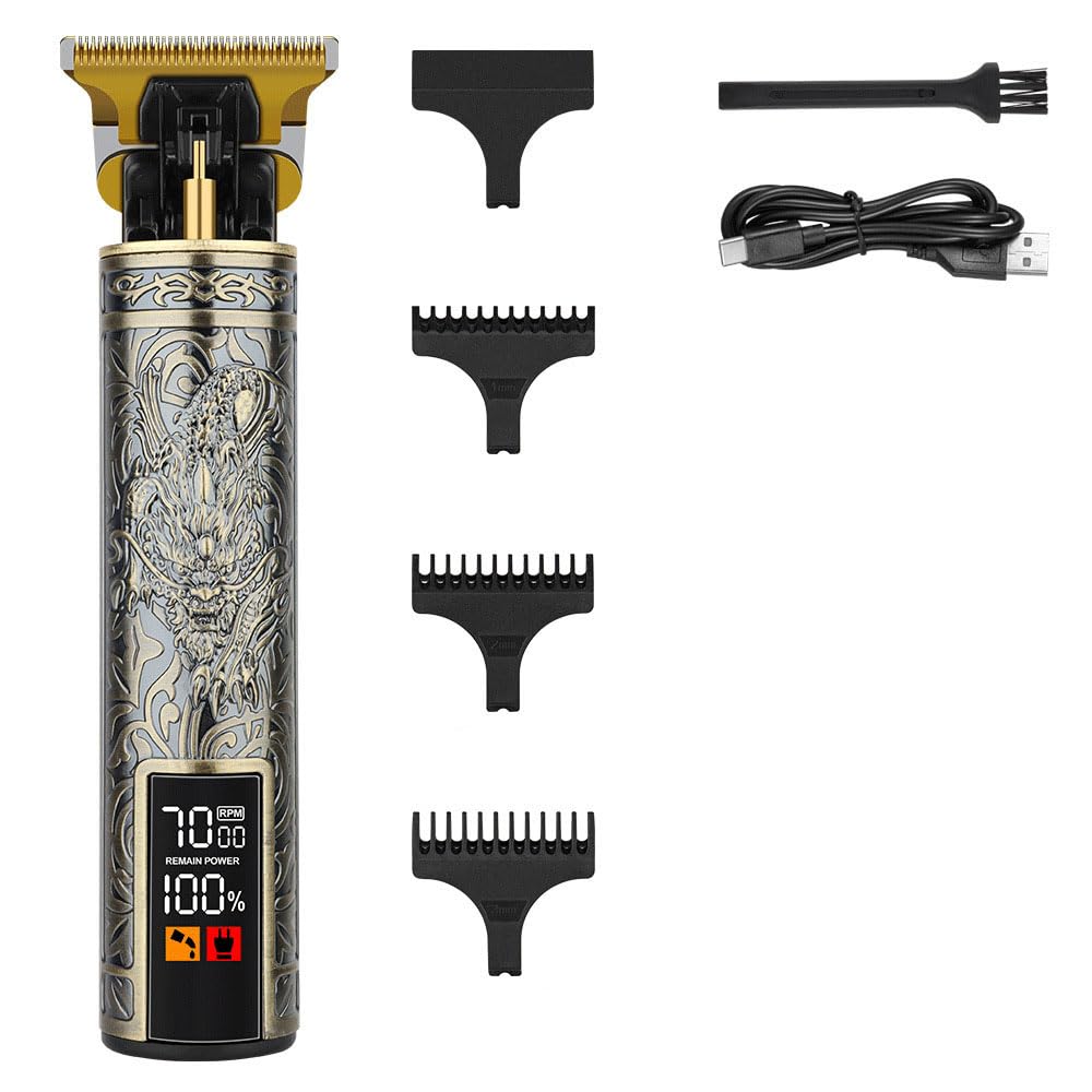Professional Hair Clippers for Men, Rechargeable Cordless Barbers Trimmer with Digital Display and 3 Limit Combs, Ideal for, Dad Oil Head Carving Beauty and Personal Care QDKVTNDJZ