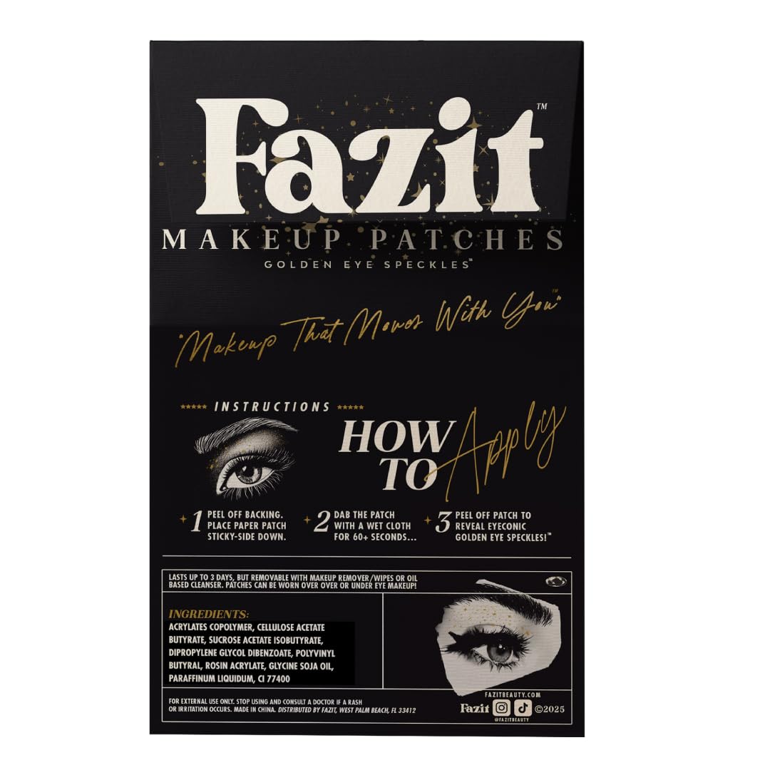 Fazit Makeup Patches - Golden Eye Speckles - Glow Up Make-Up Patches - Cute Glitter Makeup Accessories For Women - Cosmetic Glitter For Face Beauty & Personal Care Fazit