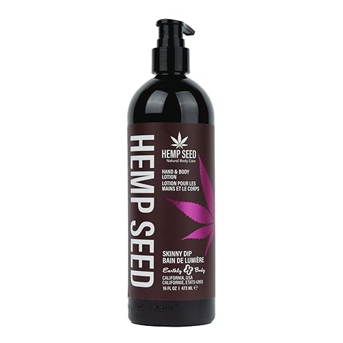 Hemp Seed Hand & Body Lotion, Skinny Dip Scent - 16 oz. - Soothe Dry Skin - Argan Oil, Hemp Seed Oil - Light, Non-Greasy Formula - Vegan & Cruelty Beauty & Personal Care Earthly Body