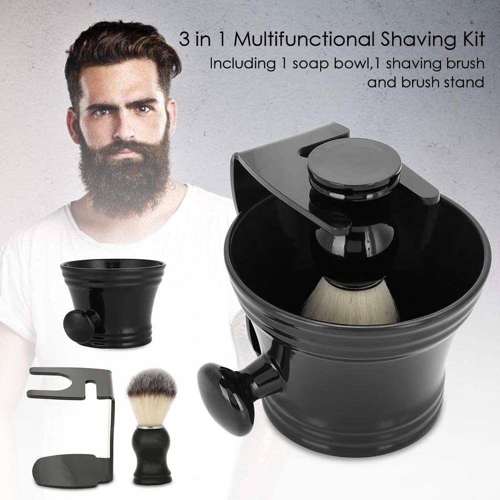 Shaving Brush Set, 3 in 1 Shaving Kit for Men Hair Beard Brush with Stand Shaver Holder and Shaving Bowl Men's Shaving Brush And Bowl Mug for Father Beauty and Personal Care Taidda-
