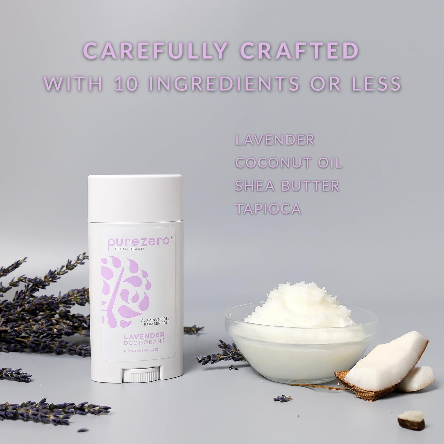 Purezero Deodorant - LAVENDER - Aluminum & Paraben Free with Baking Soda and 24-Hour Odor Protection - For Women & Men - Infused with Shea Butter Beauty and Personal Care Purezero