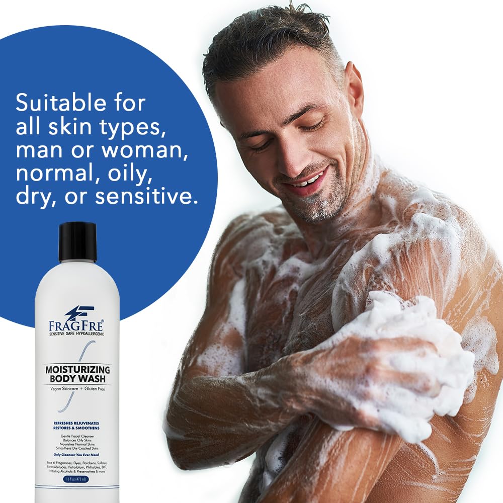 FRAGFRE Moisturizing Body Wash 16 oz: Gentle Body and Facial Cleanser - Sulfate-Free No Fragrance - Normal and Sensitive Skins - Vegan Gluten Beauty & Personal Care FRAGFRE