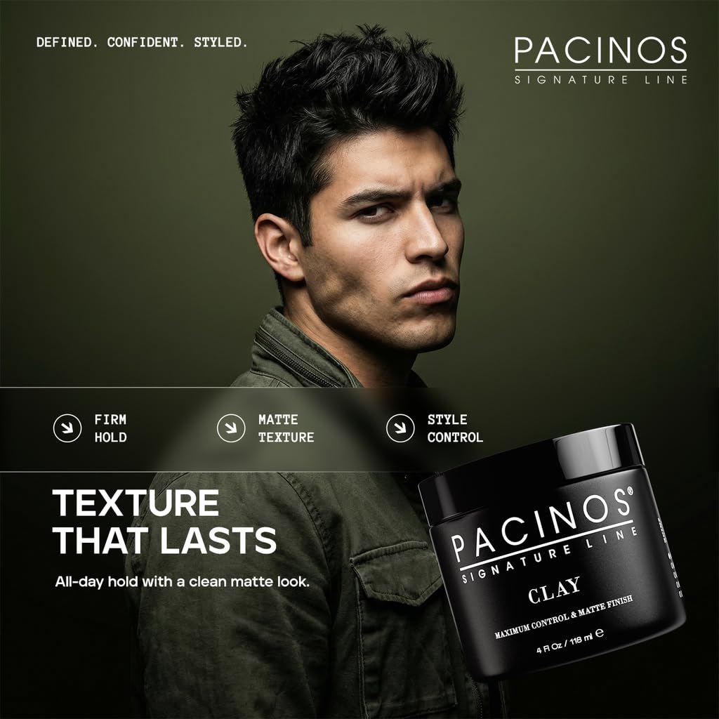 Pacinos Signature Line Clay Hair Paste - Long Lasting Styling Wax with Firm Hold for All Hair Styles 4 Oz Beauty & Personal Care Pacinos