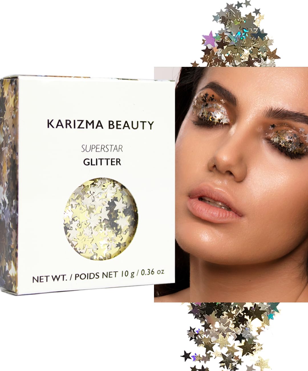 KARIZMA Superstar Glitter. 10g Chunky Face, Hair, Eye and Body for Women. Rave, Festival Accessories, Cosmetic Makeup. Loose Set Beauty & Personal Care KARIZMA