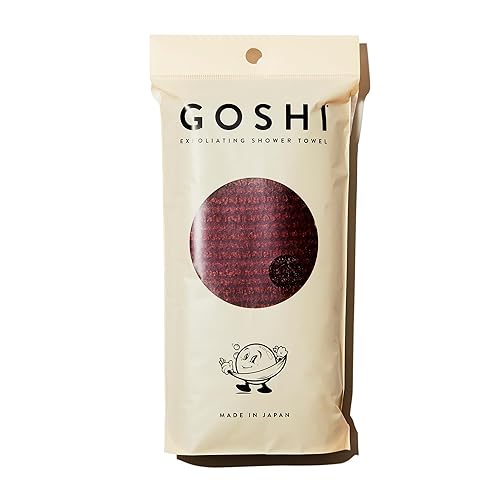 GOSHI Exfoliating Shower Towel - Rip-Resistant Exfoliating Washcloth for All Skin Types - Brick Red - Made in Japan Beauty & Personal Care GOSHI