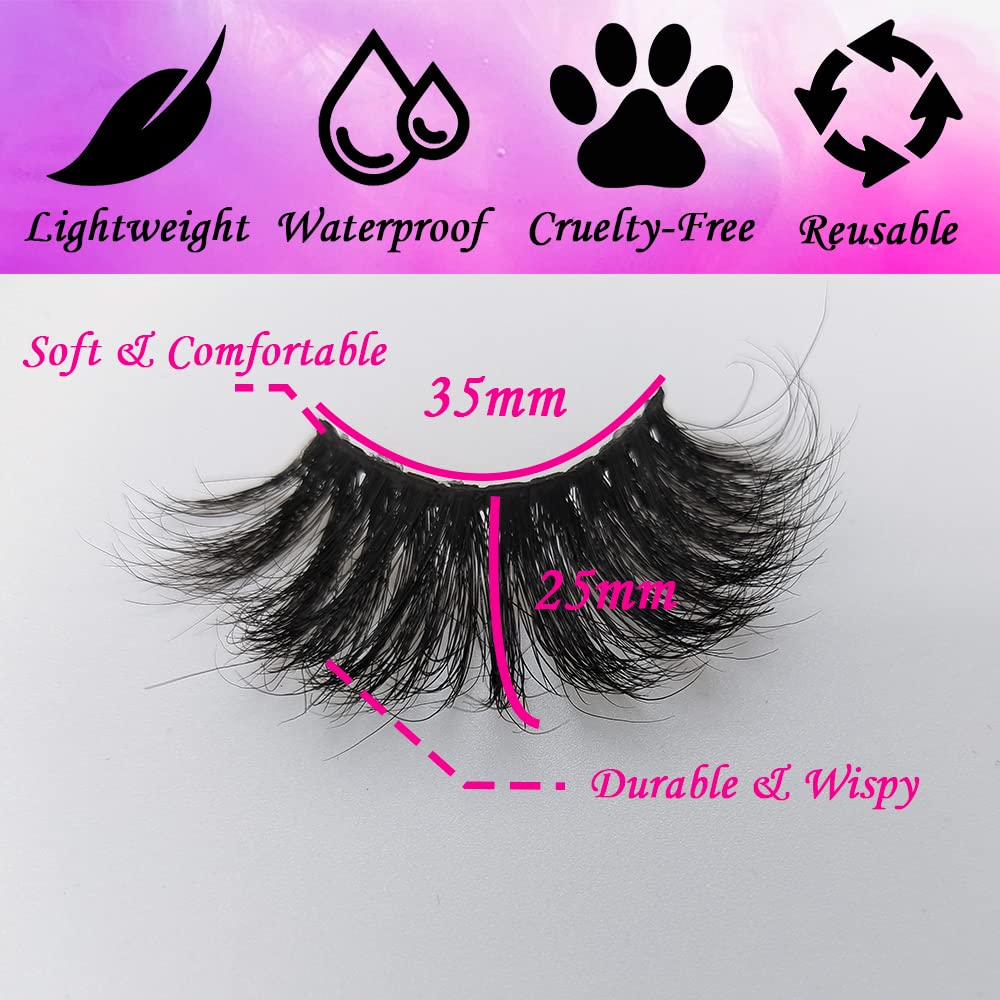 5 Pairs 3D Mink Lashes Natural Fluffy False Eyelashes 25mm Long Strip Lashes Handmade Cruelty-Free Fake Eyelashes for Makeup (K02) Beauty & Personal Care Xuanli