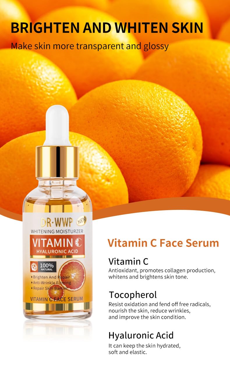 Vitamin C Serum For Face, Anti Aging Formula with Vitamin C, Hyaluronic Acid, Vitamin E - Brightening Serum - Improve Appearance of Dark Spots, Tone Beauty & Personal Care Gracefleur