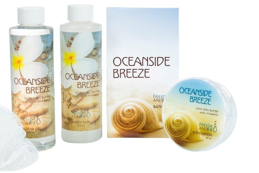 Home Spa Bath Basket Fresh Aquatic Oceanside Breeze Spa Set For Women Bath & Body Set For Women Shower Gel, Bubble Bath, Body Lotion, etc Puff in Blue Beauty & Personal Care Freida and Joe