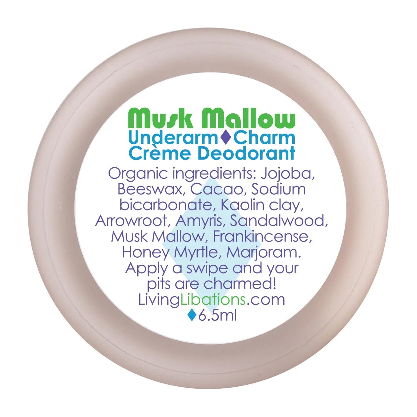 LIVING LIBATIONS - Underarm Charm Creme Deodorant - Natural, Wildcrafted, Vegan Clean Beauty (Musk Mallow, 6 ml) Beauty and Personal Care LIVING LIBATIONS