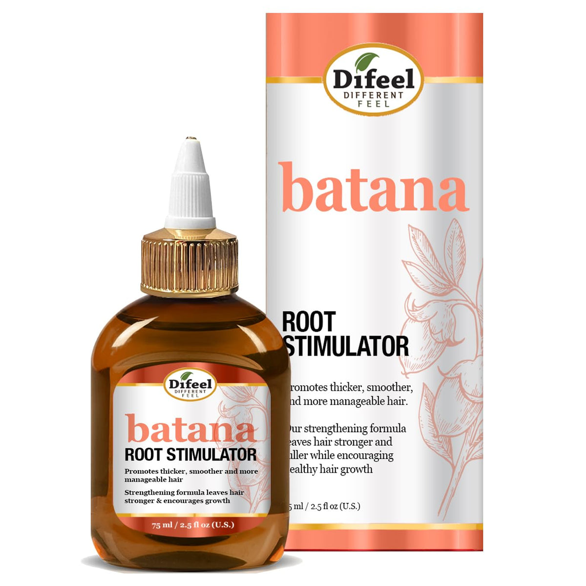 Difeel Batana Root Stimulator 2.5 oz. (Travel Size) - Batana Oil Hair Treatment, Revitalize & Nourish Hair