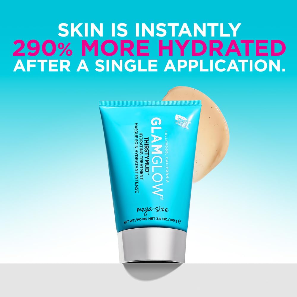 Glamglow THIRSTYMUD Hydrating Treatment Face Mask | 24-Hours Soothing Hydration for Dry Skin, Uneven Textured Skin | Hyaluronic Acid, 3.5 Ounce Beauty & Personal Care Glamglow