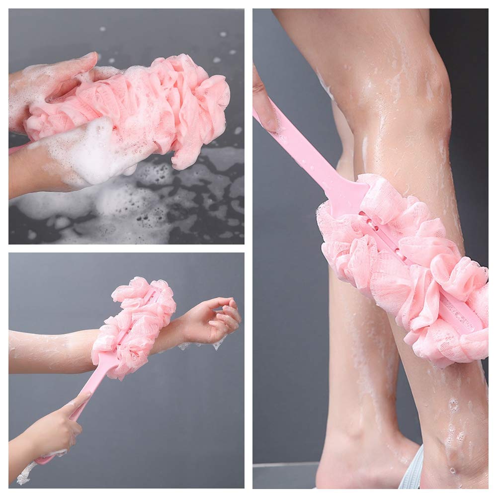 ZMTONE Long-Handled Back Scrubber, Soft Nylon Mesh, Deeply Cleanses, Pink Beauty and Personal Care ZMTONE