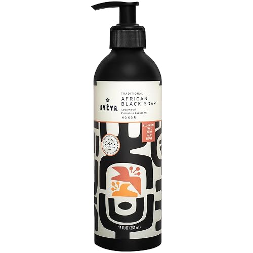 AYÉYA Liquid African Black Soap - Honor | Cedarwood, Patchouli & Moringa | Firming Face & Body Wash for Mature, Textured & Aging Skin | Anti-Aging Beauty & Personal Care Ayeya