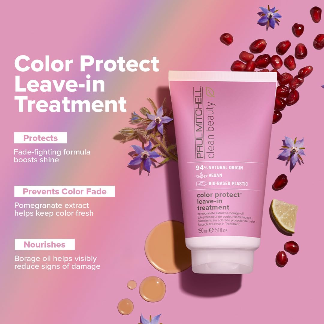 Paul Mitchell Clean Beauty Color Protect Leave-In Treatment, Boosts Shine, Keeps Color Fresh, For Color-Treated Hair, 5.1 fl. oz.