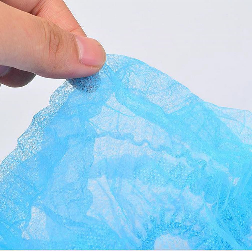 HOTWE Disposable Non-woven Caps, 100pcs Blue Elastic Hair Net for Catering, Salon, Spa, Shower, Bouffant Cap Head Cover for Labs, Workshop, Nursing Beauty and Personal Care HOTWE
