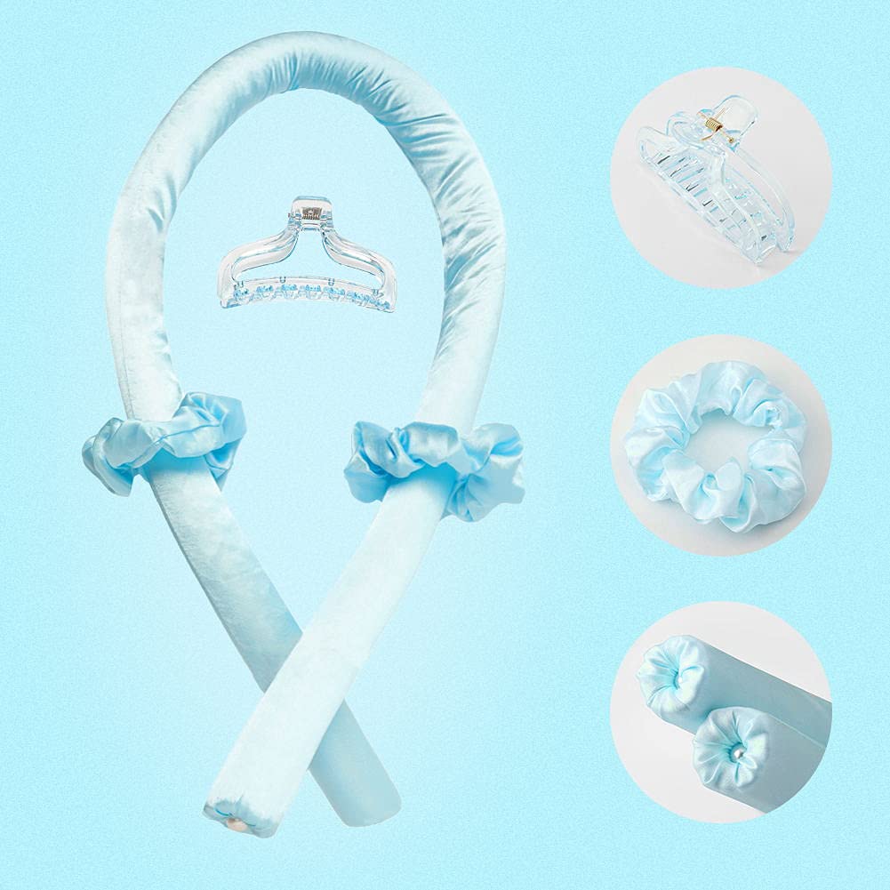 Heatless Curling Rod Headband No Heat Silk Ribbon Curling Rod Hair Roller Curls with Hair Claw Clip Lazy Natural Soft Wave DIY Hair Rollers Styling Beauty & Personal Care BATOUDE