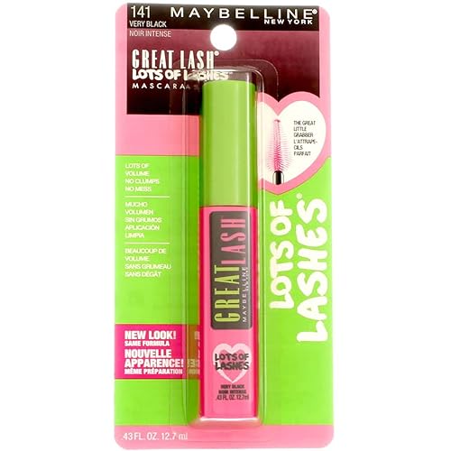 Maybelline New York Great Lash Lots of Lashes Washable Mascara, Very Black .43 Ounces (Pack of 3) Beauty & Personal Care MAYBELLINE