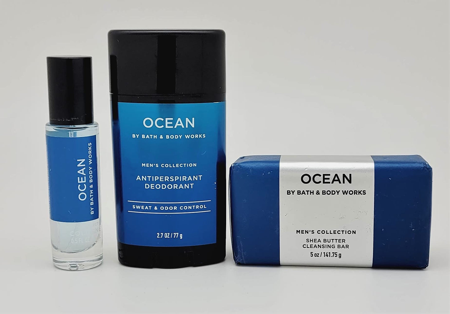 Ocean - Men’s Collection - 3 pc Bundle - Mini Cologne, Antiperspirant Deodorant and Shea Butter Cleansing Bar Beauty and Personal Care Bath & Body Works