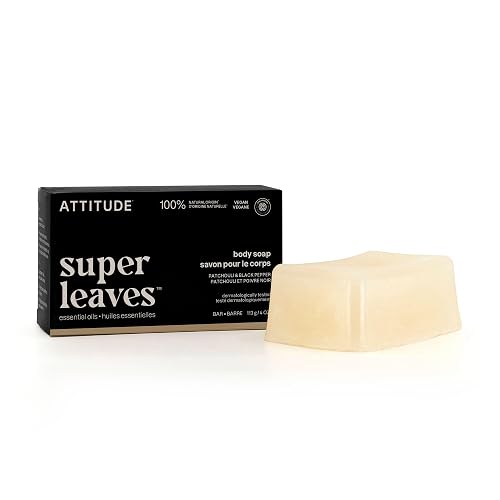 ATTITUDE Body Soap Bar, Natural Origin, Protects and Softens Dry Skin, Coconut & Olive Oils, For Men and Women, EWG verified & Vegan, Patchouli Beauty & Personal Care BIO SPECTRA ATTITUDE