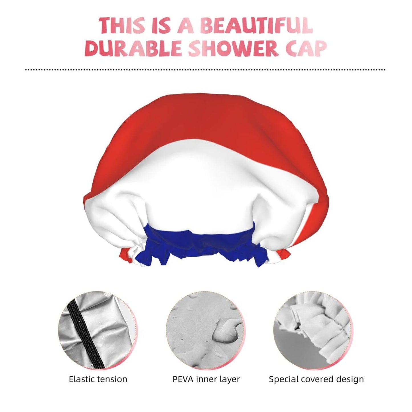 Costa Rica Flag Prints Shower Cap Double Layer Lined Waterproof Bathing Shower Hat Beauty and Personal Care Hayyett