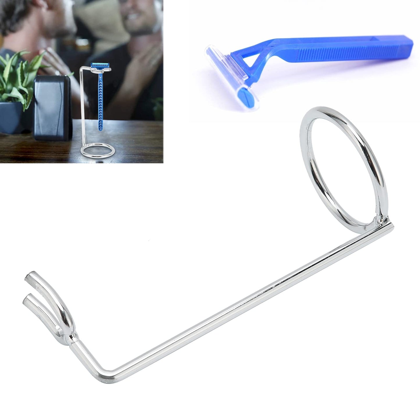 Holder For Counter,Mens' Shaving Holder, Stainless Steel Safety Stand Simple Beautiful Fast Drying Anti Men's Shaving Holder Base Beauty and Personal Care Yinhing