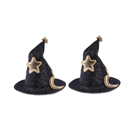 Happyyami 2pcs Mini Witch Hat Fascinators Women Girl Hat Hair Clips Hairpins Cute Barrettes Black Beauty & Personal Care Happyyami