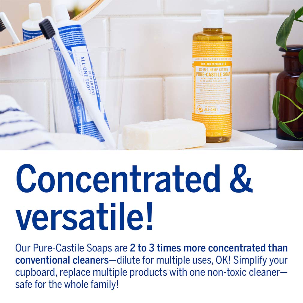 Dr. Bronner's - Pure-Castile Liquid Soap Variety Pack - Citrus, Tea Tree, Rose, & Eucalyptus, Made with Organic Oils, 18-in-1 Uses: Face, Body, Hair Beauty & Personal Care Dr. Bronner's
