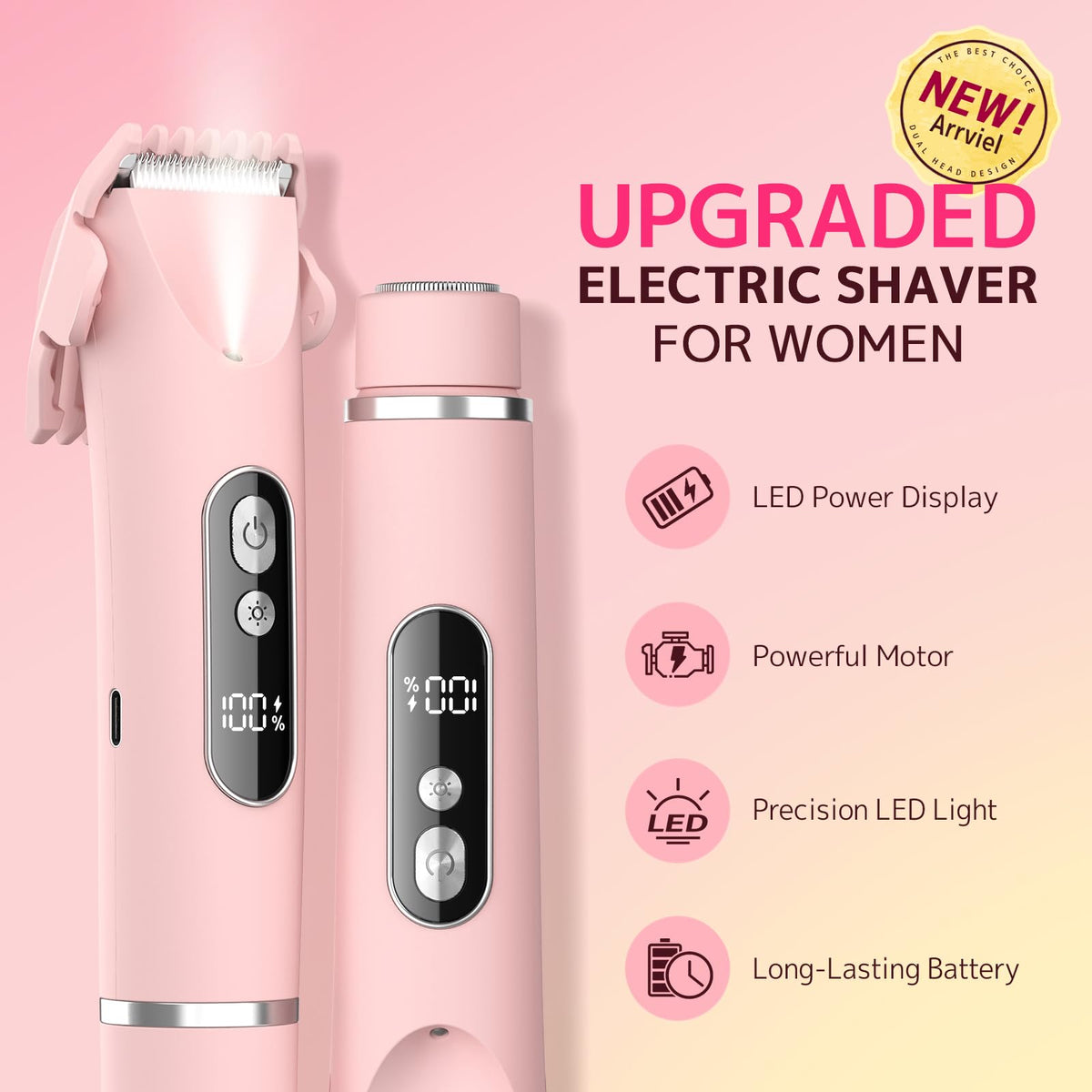 CoolHair Bikini Trimmer for Women,Smooth Electric Razor for Sensitive Skin, IPX7 Waterproof Wet & Dry Cordless Body Shaver & Grooming Set for Bikini Beauty and Personal Care CoolHair