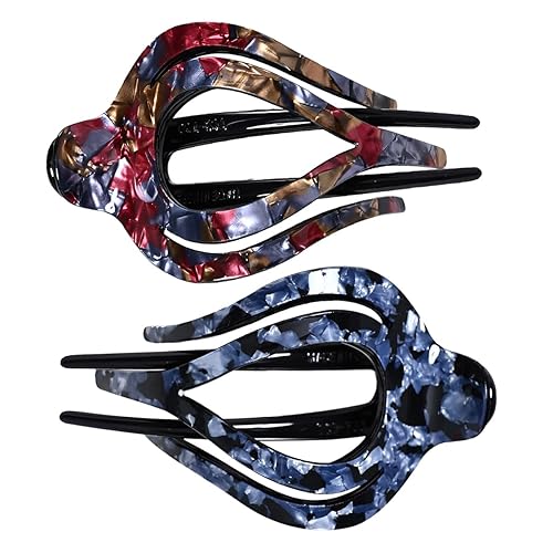 Yusier 2pcs Heart Duckbill Clip French Curved Flat Hair Clip Non-Slip Barrettes for Thick Hair Bun Hair Clip Unique Hair Accessories for Women (Rock Beauty & Personal Care Yusier