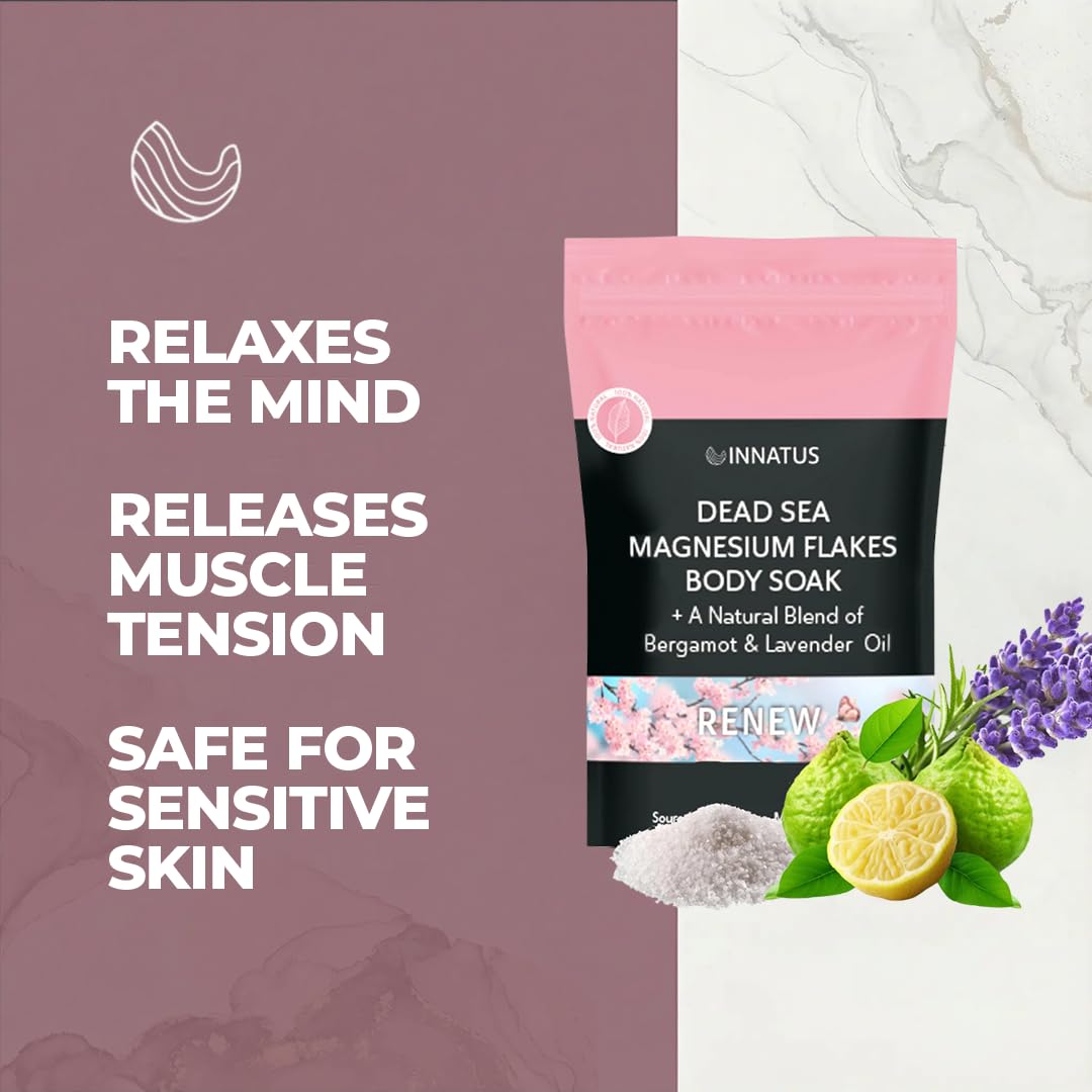 Pure Dead Sea Magnesium Flakes Clarity Soak - Relaxing & Replenishing 14oz Bath Soak -Infused with Natural Oils for Muscle Recovery Beauty and Personal Care INNATUS