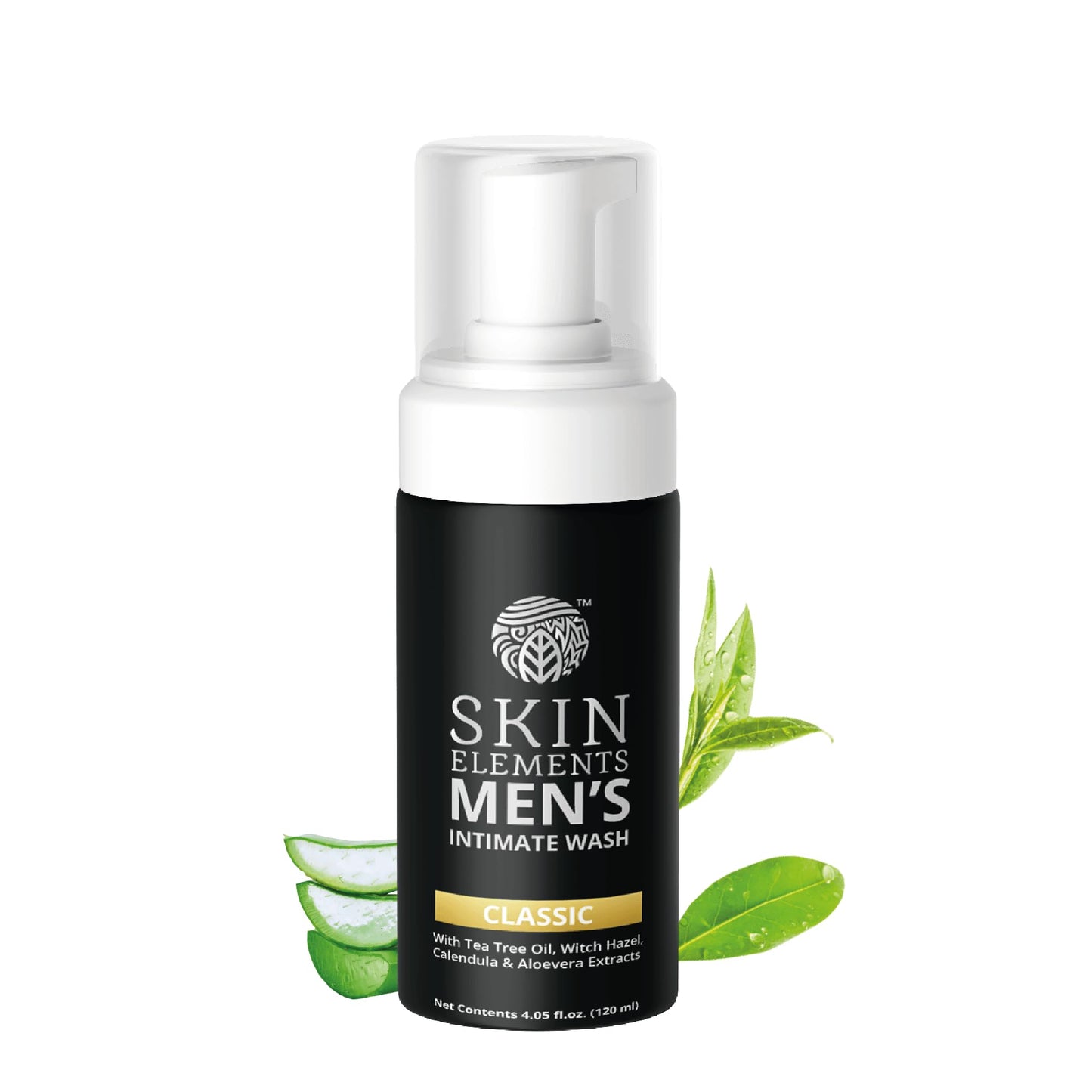 Skin Elements Intimate Wash for Men | pH Balanced Foaming Wash with Tea Tree Oil & Aloe Vera | Soothes, Refreshes & Maintains Hygiene | 4.05 fl. oz. | Beauty & Personal Care Skin Elements